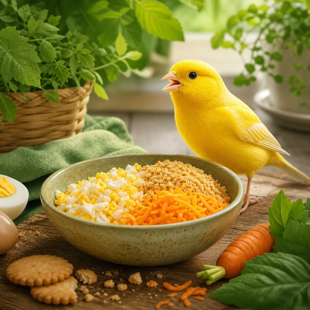 Illustrazione sul pastoncino (soft food) per canarini in riproduzione